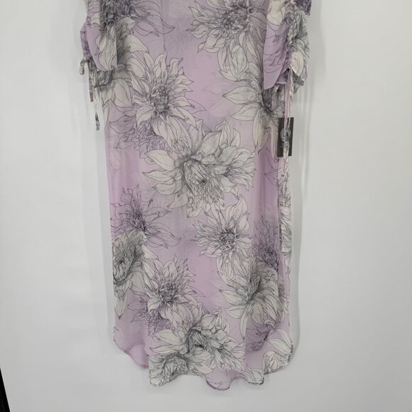 Vince Camuto Floral Print Lilac tunic cover up semi sheer size medium new $99 - Picture 6 of 11